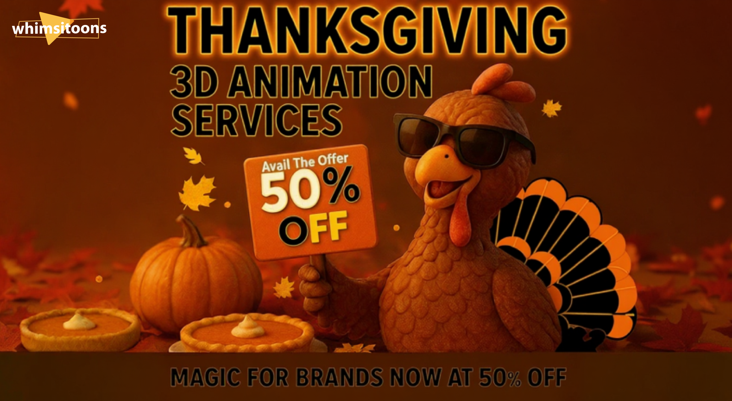 Thanksgiving 3D Animation Services Magic for Brands Now at 50% Off Image
