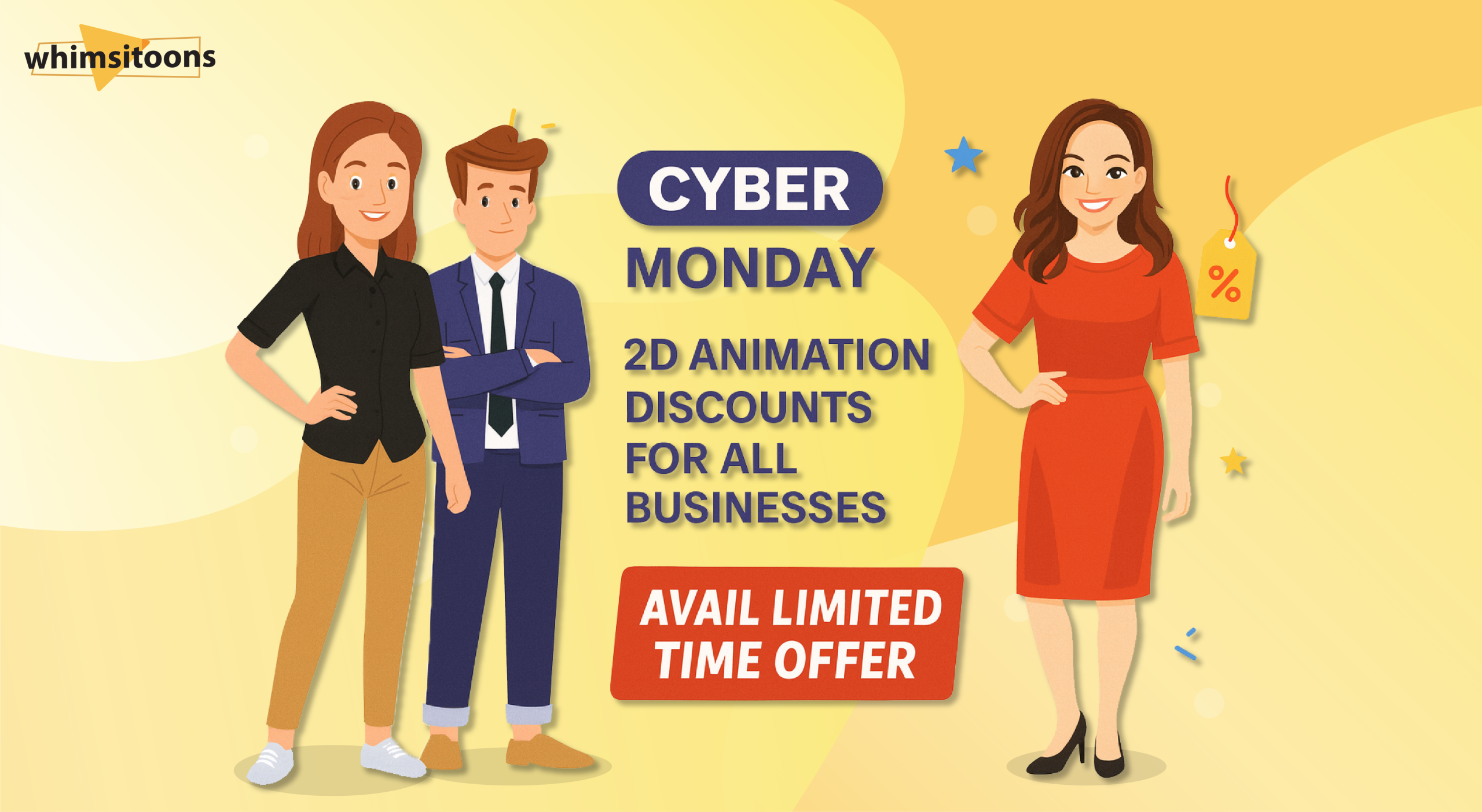 Cyber Monday 2D Animation Discounts for All Businesses Image